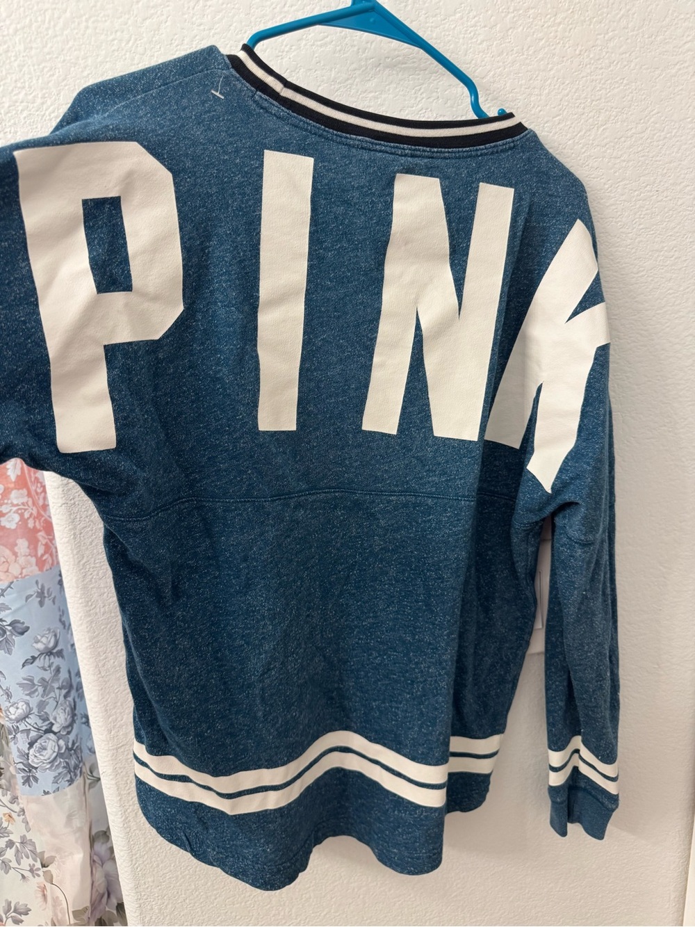 Victoria's Secret PINK Blue and White Striped Collar Pullover small women shirt